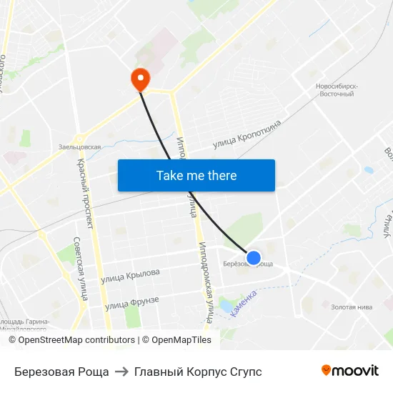 Березовая Роща to Главный Корпус Сгупс map