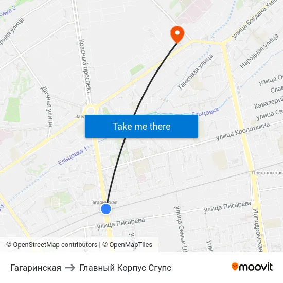 Гагаринская to Главный Корпус Сгупс map