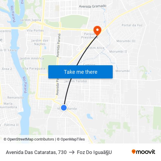 Avenida Das Cataratas, 730 to Foz Do Iguaã§U map