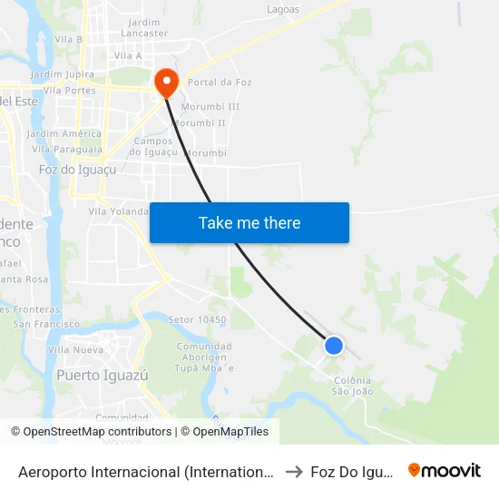 Aeroporto Internacional (International Airport) to Foz Do Iguaã§U map