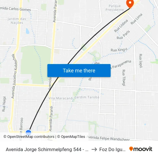 Avenida Jorge Schimmelpfeng 544 - Mcdonald's to Foz Do Iguaã§U map