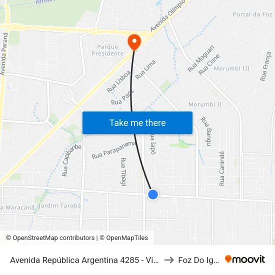 Avenida República Argentina 4285 - Viação Gato Branco to Foz Do Iguaã§U map