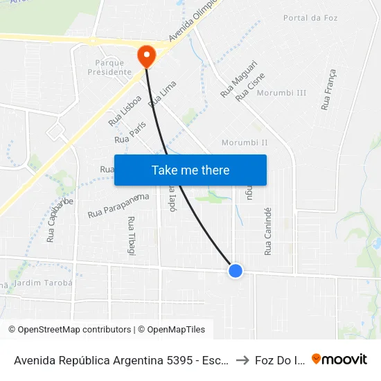 Avenida República Argentina 5395 - Escola Alternativa - Casa Ofício to Foz Do Iguaã§U map