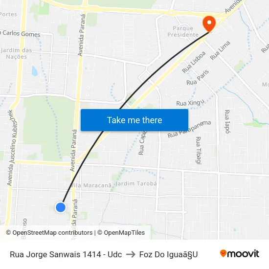 Rua Jorge Sanwais 1414 - Udc to Foz Do Iguaã§U map