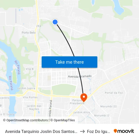 Avenida Tarquínio Joslin Dos Santos  - Unioeste to Foz Do Iguaã§U map