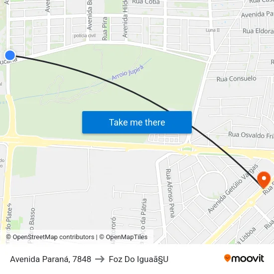 Avenida Paraná, 7848 to Foz Do Iguaã§U map