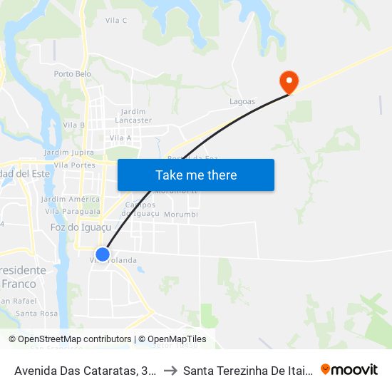 Avenida Das Cataratas, 322 to Santa Terezinha De Itaipu map