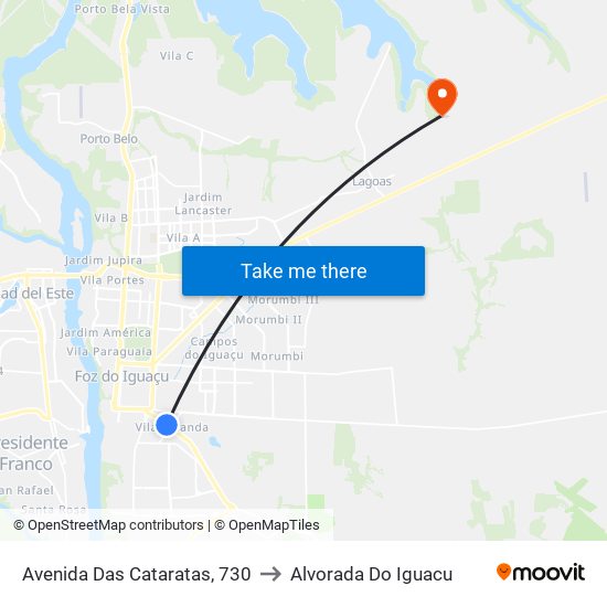 Avenida Das Cataratas, 730 to Alvorada Do Iguacu map