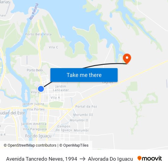 Avenida Tancredo Neves, 1994 to Alvorada Do Iguacu map