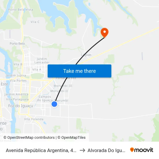 Avenida República Argentina, 4995 to Alvorada Do Iguacu map
