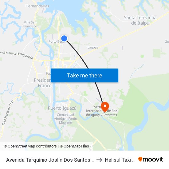 Avenida Tarquínio Joslin Dos Santos - Unioeste to Helisul Taxi Aero map