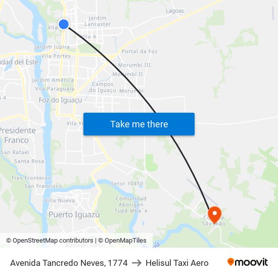 Avenida Tancredo Neves, 1774 to Helisul Taxi Aero map