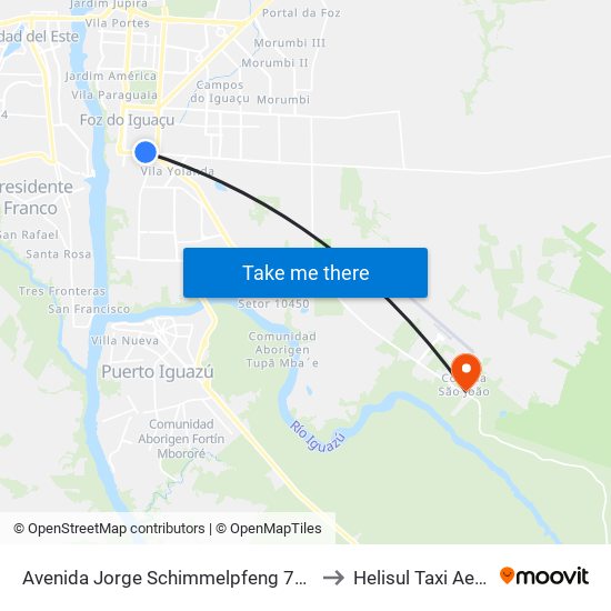 Avenida Jorge Schimmelpfeng 725 to Helisul Taxi Aero map