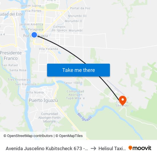 Avenida Juscelino Kubitscheck 673 - Loja Gaúcha to Helisul Taxi Aero map