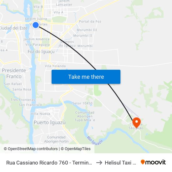 Rua Cassiano Ricardo 760 - Terminal Ponte to Helisul Taxi Aero map
