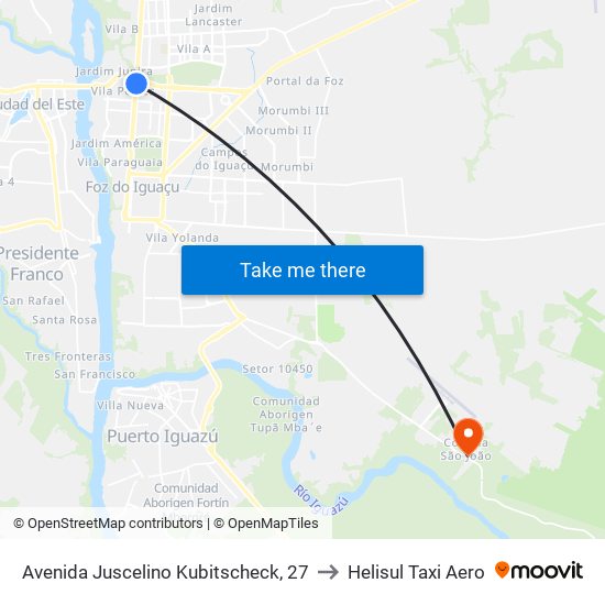 Avenida Juscelino Kubitscheck, 27 to Helisul Taxi Aero map