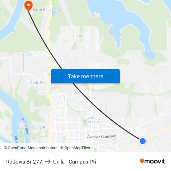 Rodovia Br 277 to Unila - Campus Pti map