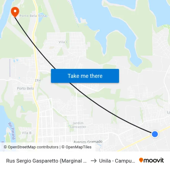 Rus Sergio Gasparetto (Marginal Br 277) to Unila - Campus Pti map