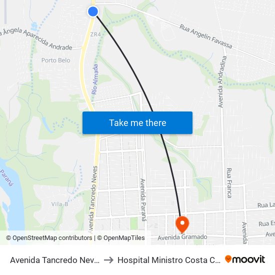 Avenida Tancredo Neves, 5057 to Hospital Ministro Costa Cavalcante map
