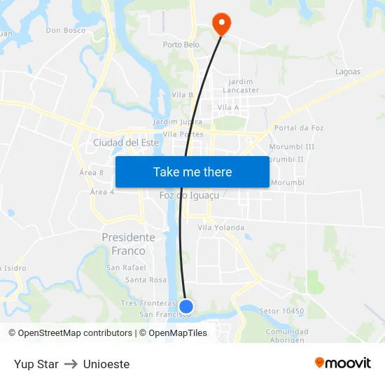 Yup Star to Unioeste map