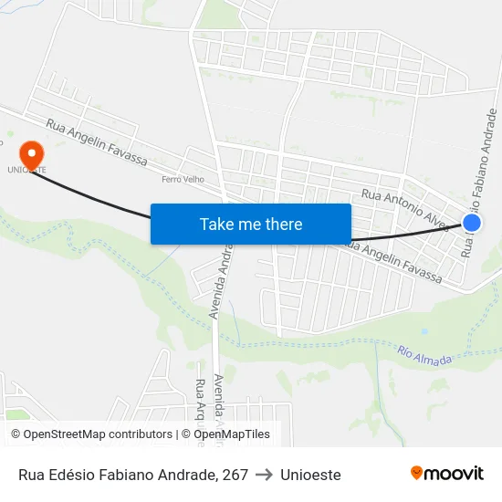 Rua Edésio Fabiano Andrade, 267 to Unioeste map