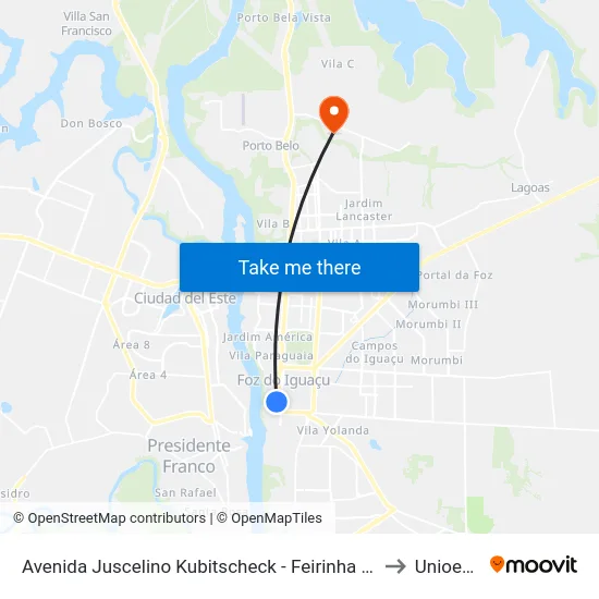 Avenida Juscelino Kubitscheck - Feirinha Da Jk to Unioeste map