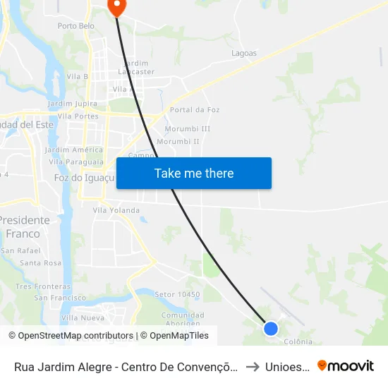 Rua Jardim Alegre - Centro De Convenções to Unioeste map