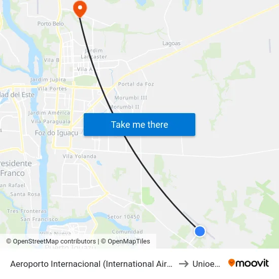 Aeroporto Internacional (International Airport) to Unioeste map