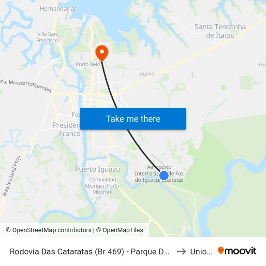 Rodovia Das Cataratas (Br 469) - Parque Das Aves (Bird Park) to Unioeste map