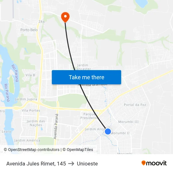 Avenida Jules Rimet, 145 to Unioeste map
