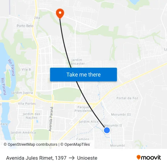 Avenida Jules Rimet, 1397 to Unioeste map