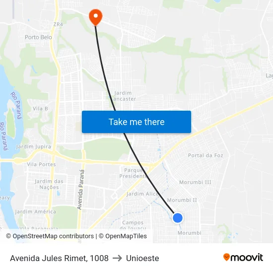 Avenida Jules Rimet, 1008 to Unioeste map