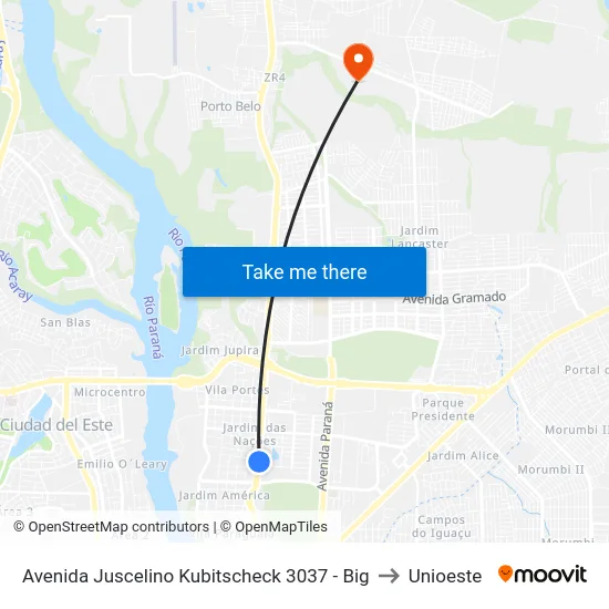 Avenida Juscelino Kubitscheck 3037 -  Big to Unioeste map