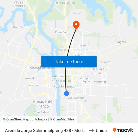 Avenida Jorge Schimmelpfeng 488 - Mcdonald's to Unioeste map