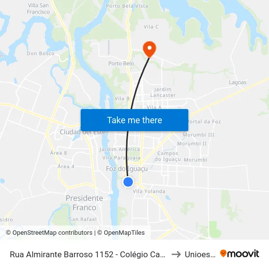 Rua Almirante Barroso 1152 - Colégio Caesp to Unioeste map