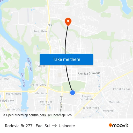 Rodovia Br 277  - Eadi Sul to Unioeste map