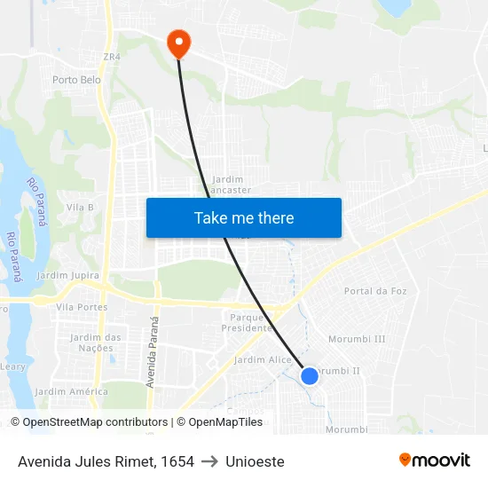 Avenida Jules Rimet, 1654 to Unioeste map