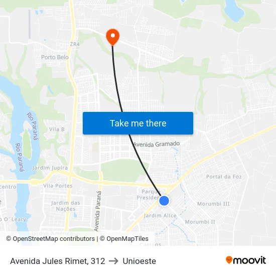 Avenida Jules Rimet, 312 to Unioeste map