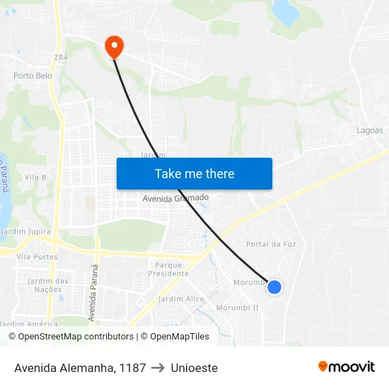 Avenida Alemanha, 1187 to Unioeste map
