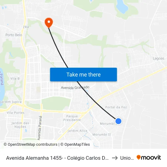 Avenida Alemanha 1455- - Colégio Carlos Drummond De Andrade to Unioeste map