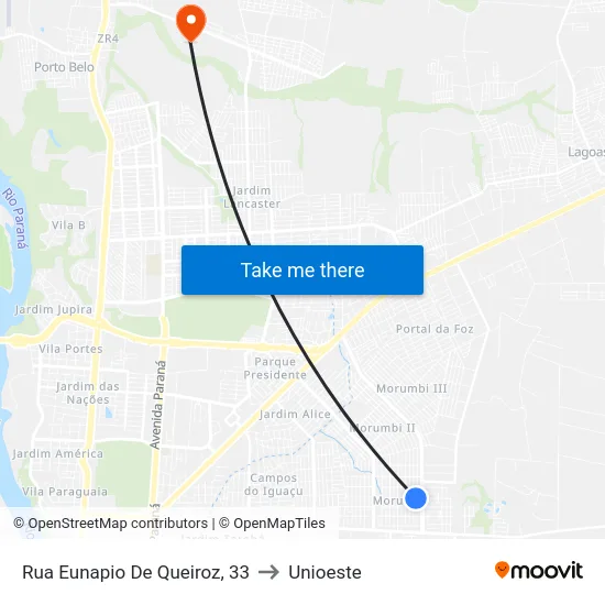 Rua Eunapio De Queiroz, 33 to Unioeste map