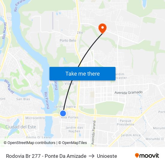 Rodovia Br 277 - Ponte Da Amizade to Unioeste map