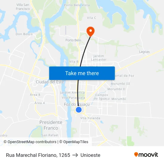 Rua Marechal Floriano, 1265 to Unioeste map