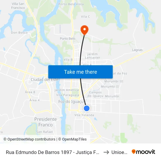 Rua Edmundo De Barros 1897 - Justiça Federal to Unioeste map