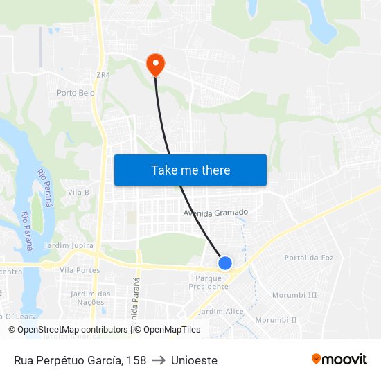 Rua Perpétuo García, 158 to Unioeste map