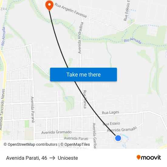 Avenida Parati, 46 to Unioeste map