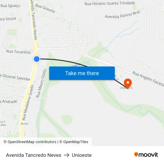 Avenida Tancredo Neves to Unioeste map