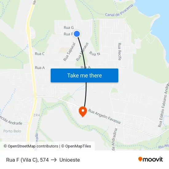 Rua F (Vila C), 574 to Unioeste map