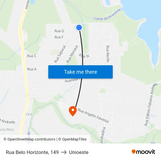 Rua Belo Horizonte, 149 to Unioeste map