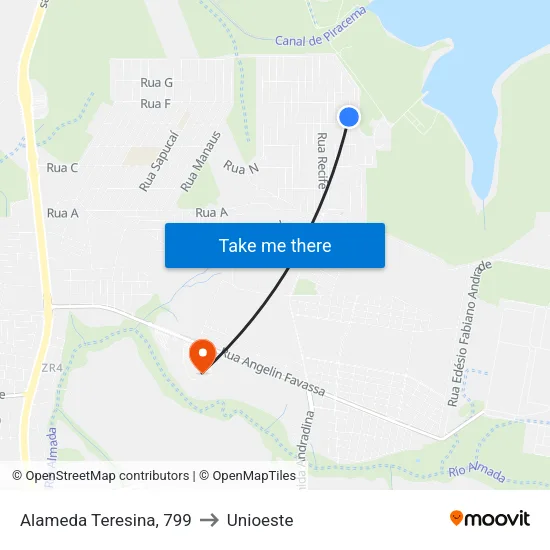 Alameda Teresina, 799 to Unioeste map
